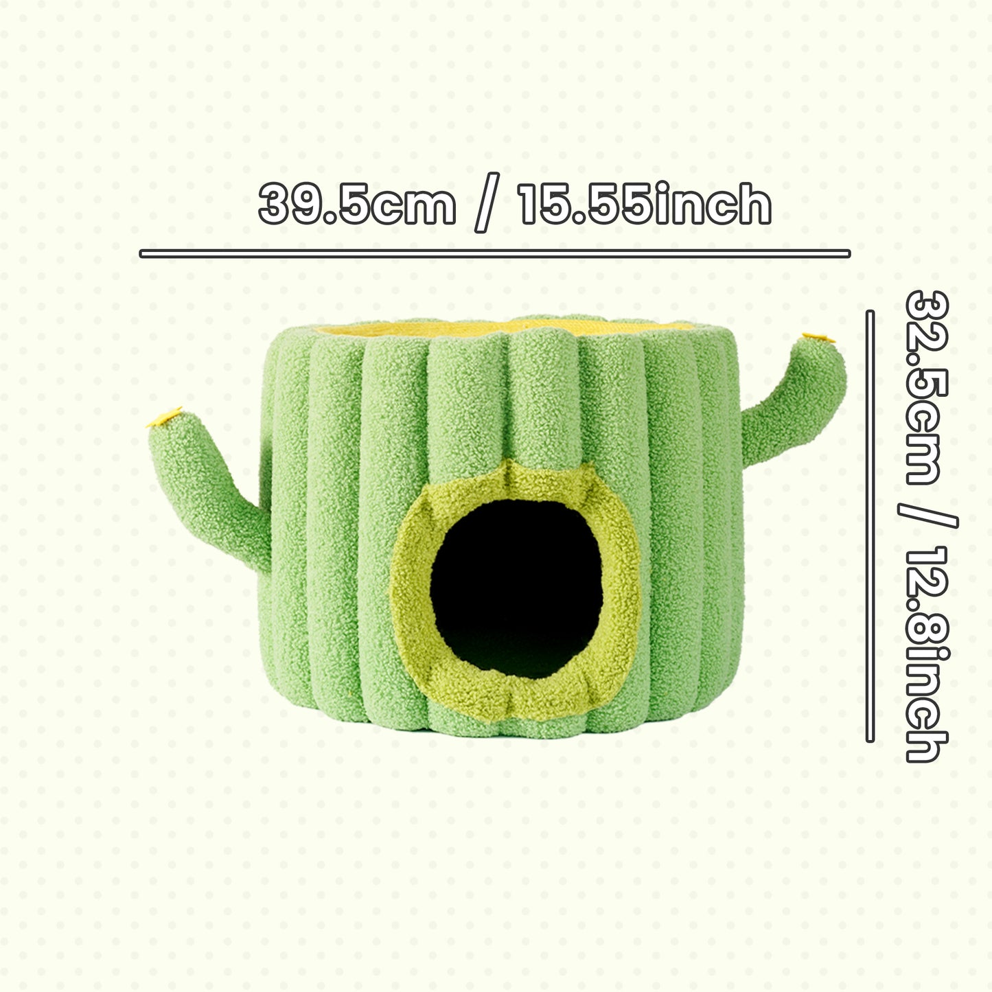 Cactus Cat Cave with Cozy Interior and Sisal Top - Green and Yellow