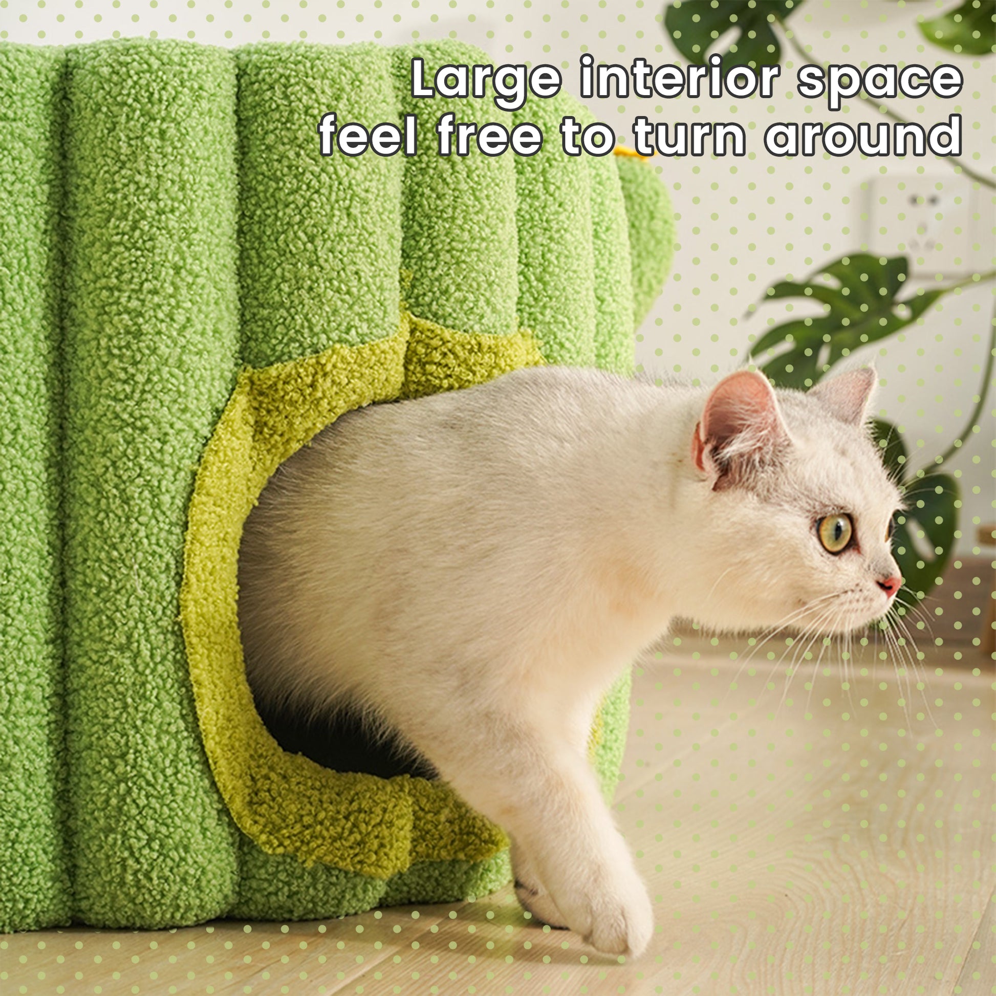 Compact and Stylish Green Cactus Cat Cave for Small Spaces