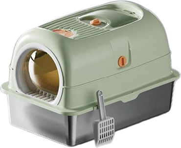 Round-entry enclosed stainless steel litter box — MP-HT040