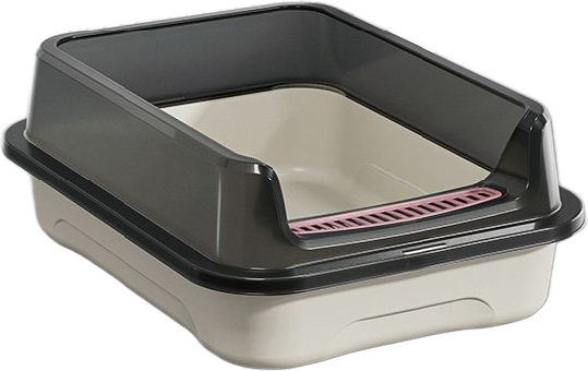 Black guard with slotted entrance step stainless steel litter box — MP-HT041