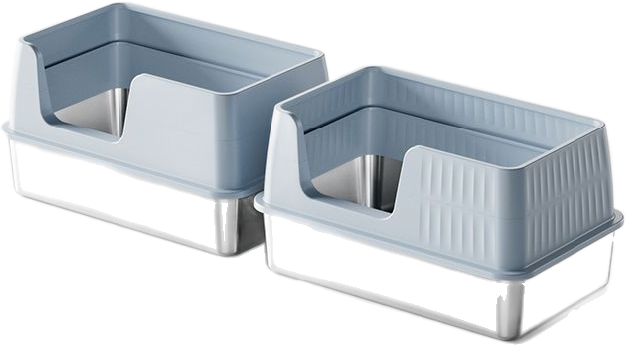Striped high guard stainless steel litter box — MP-HT044