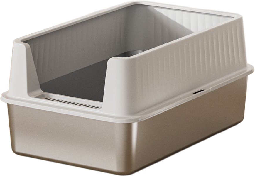 High guard with front U-shaped entrance stainless steel litter box — MP-HT046