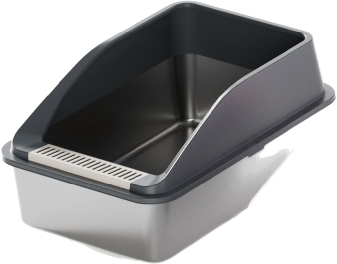 Sloped low-entry stainless steel litter box — MP-HT047
