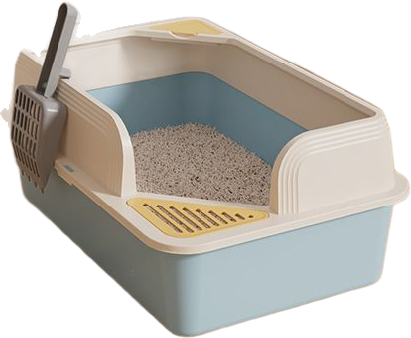 Sloped low-entry semi-enclosed litter box — MP-HT069