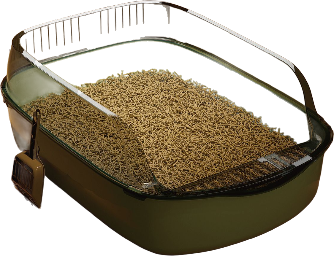Transparent guard oval round litter box — MP-HT079