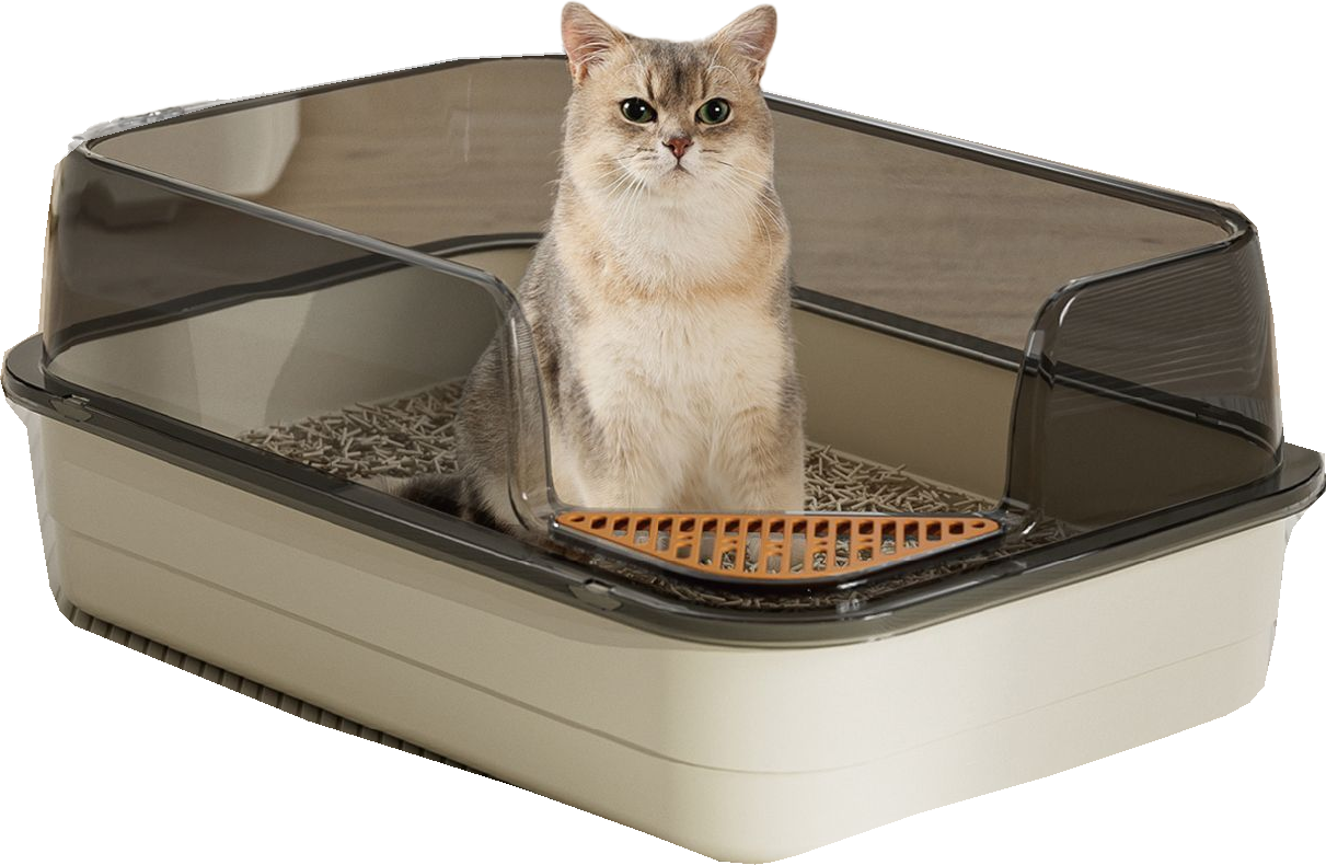 Transparent square guard litter box — MP-HT082