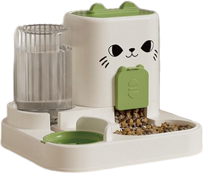 Cat-face dual-compartment gravity food and water feeder — MP-HT122