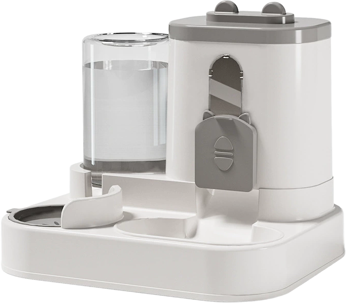Square food hopper dual-compartment food and water feeder — MP-HT125