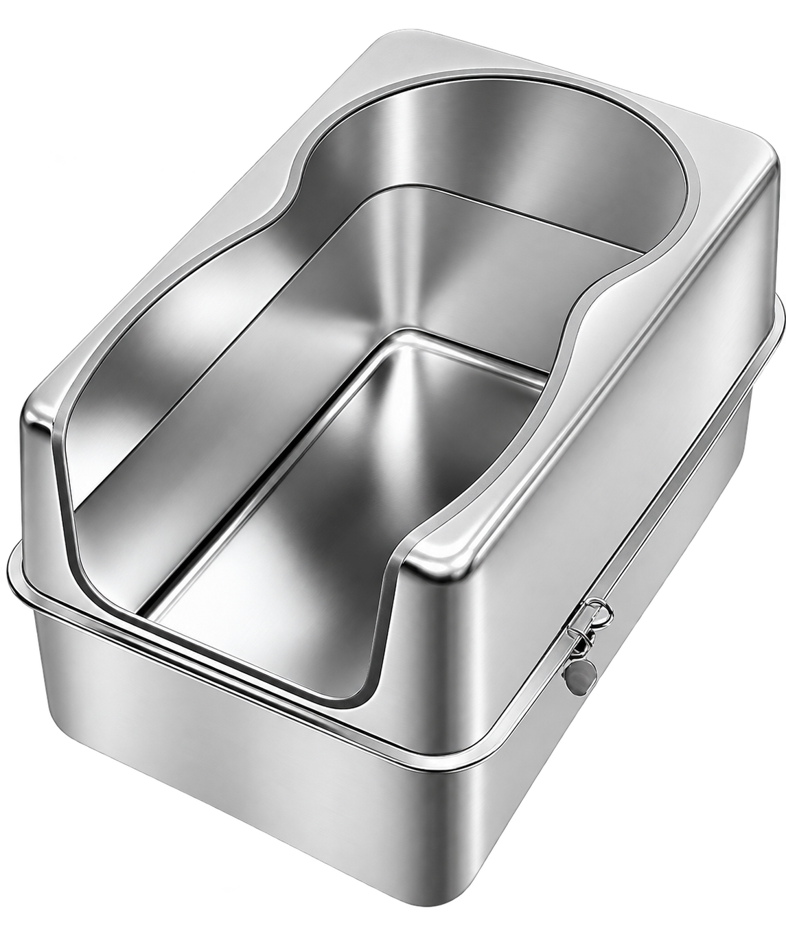 (with clips) stainless steel litter box (open) — MP-L43