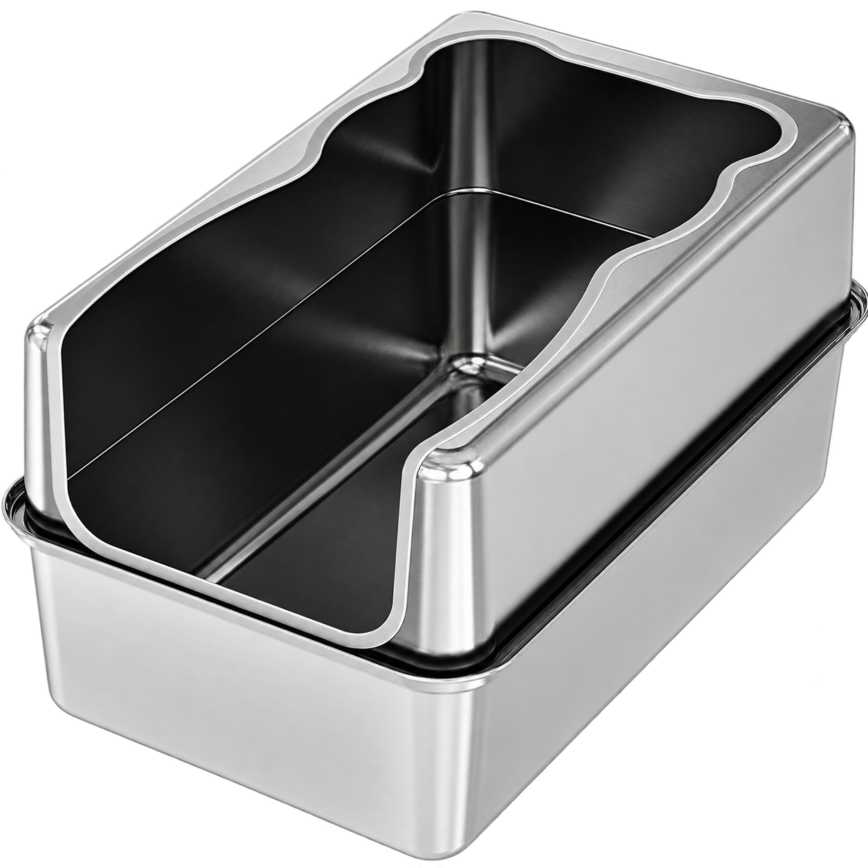 (clip-free) leak-control stainless steel litter box — MP-L54