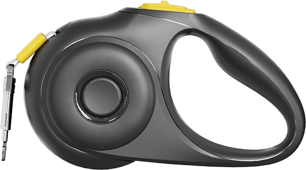 Black Knight leash (without light) compatible with add-on poop bag dispenser — MP-Q04
