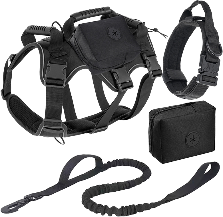908 Tactical Harness, Collar, Leash and Side Pouch Set — MP-X182
