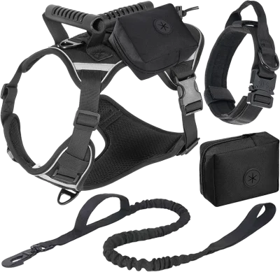 906 Tactical Harness, Collar, Leash and Side Pouch Set — MP-X189