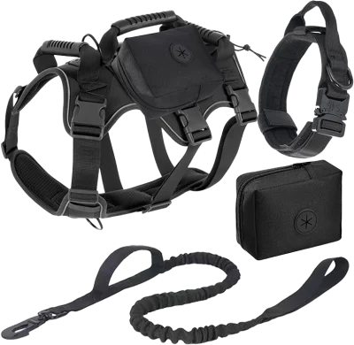 908 Tactical Harness, Collar, Leash and Side Pouch Set — MP-X182