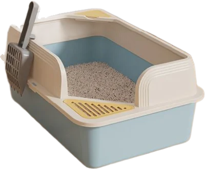 Sloped low-entry semi-enclosed litter box — MP-HT069