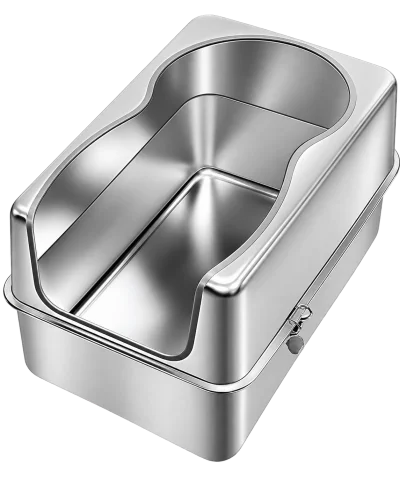(with clips) stainless steel litter box (open) — MP-L43