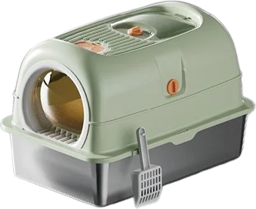 Round-entry enclosed stainless steel litter box — MP-HT040