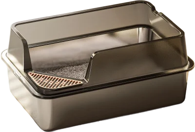 Transparent guard stainless steel litter box — MP-HT042
