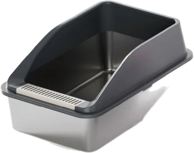 Sloped low-entry stainless steel litter box — MP-HT047