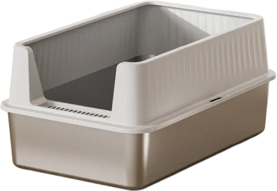 High guard with front U-shaped entrance stainless steel litter box — MP-HT046