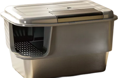 Front-lifting transparent lid stainless steel litter box — MP-HT038