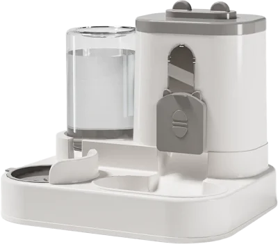 Square food hopper dual-compartment food and water feeder — MP-HT125