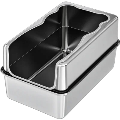 (clip-free) leak-control stainless steel litter box — MP-L54